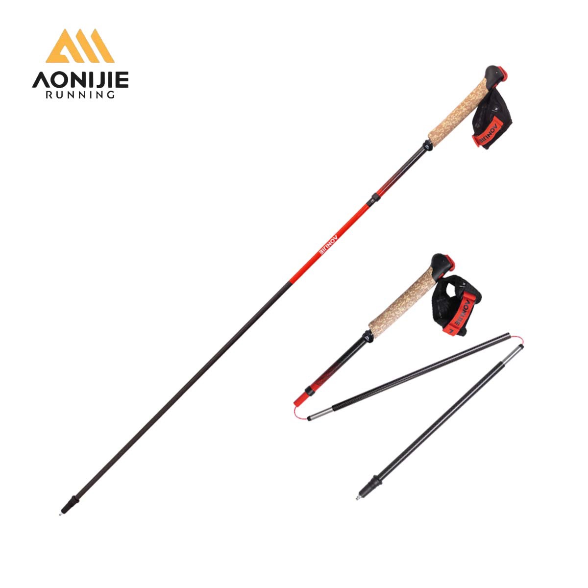 Trekking Pole Carbon - 2 Buah Tongkat Hiking Lipat Serat
