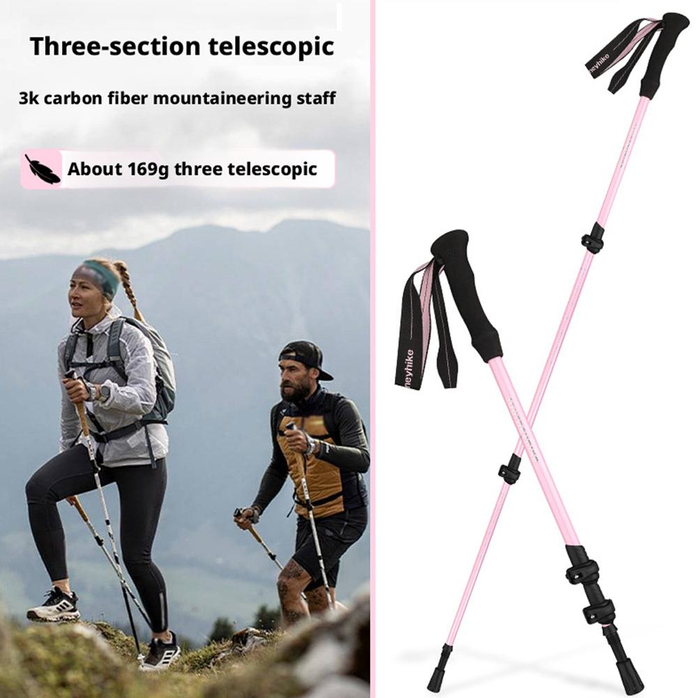 Trekking Pole Carbon - Tongkat Trekking Lipat Ultralight 3-bagian Karbon